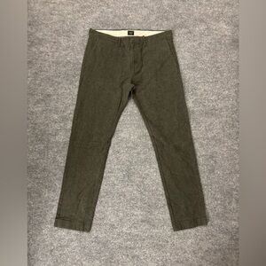 J. Crew Stretch 484 Slim Green Trousers Size 34W 32L
